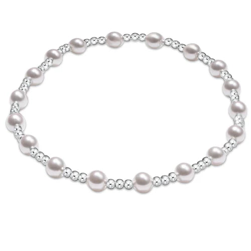 classic sincerity pattern sterling 4mm bead bracelet - pearl by enewton
