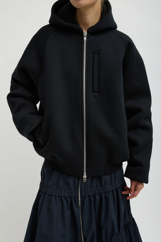 Compact Tech French Terry Zip Up Hoodie - Black
