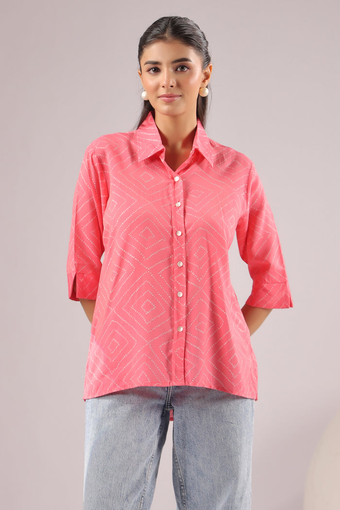 Coral Haze Printed Muslin Silk Shirt