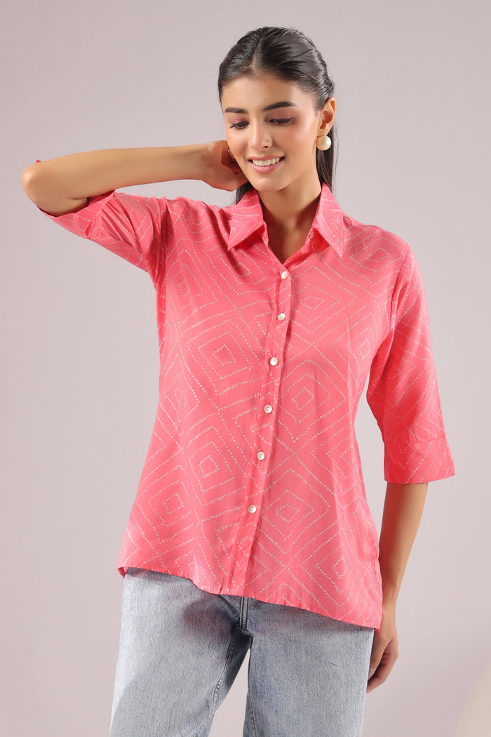 Coral Haze Printed Muslin Silk Shirt