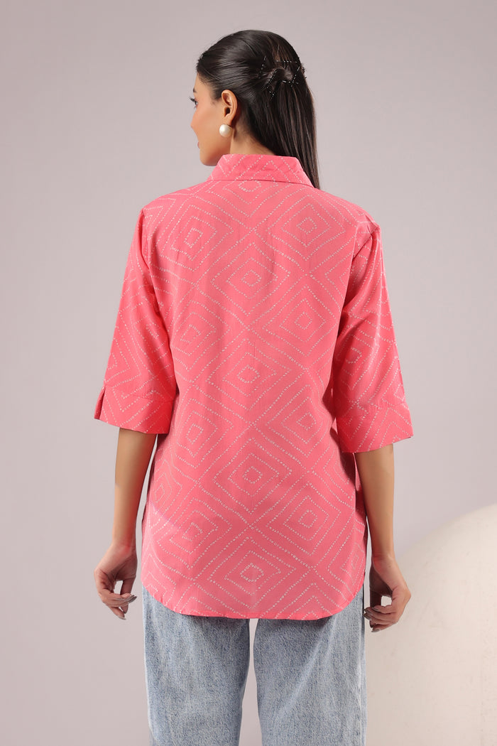 Coral Haze Printed Muslin Silk Shirt
