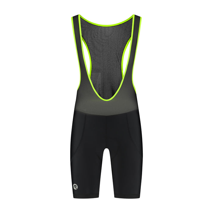 Rogelli Core korte fietsbroek heren zwart en fluor voorkant.