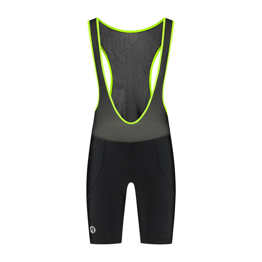 Rogelli Core korte fietsbroek heren zwart en fluor voorkant.