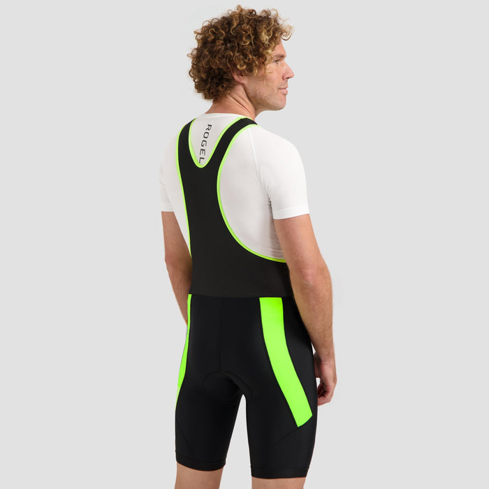 Rogelli Core korte fietsbroek heren zwart en fluor gedragen achterkant.
