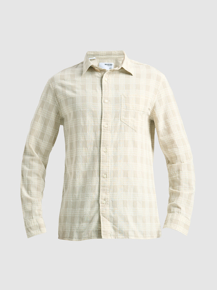 Cotton Check Shirt - Beige