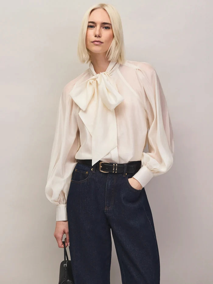 Cream Bow-Detail Blouse