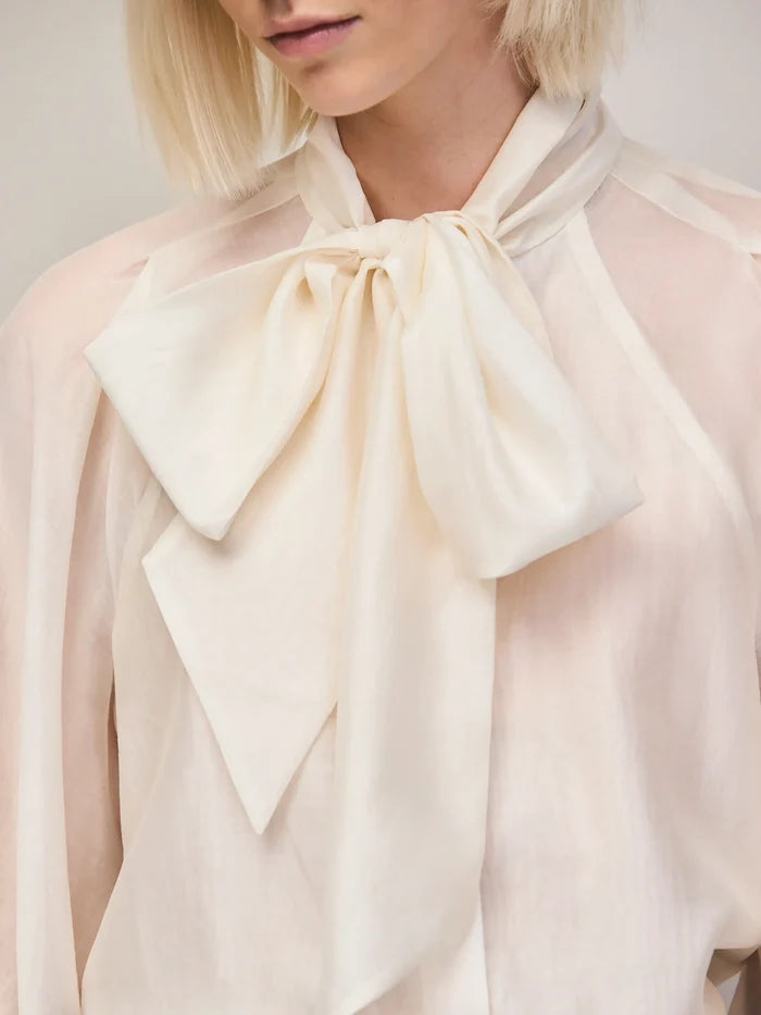 Cream Bow-Detail Blouse