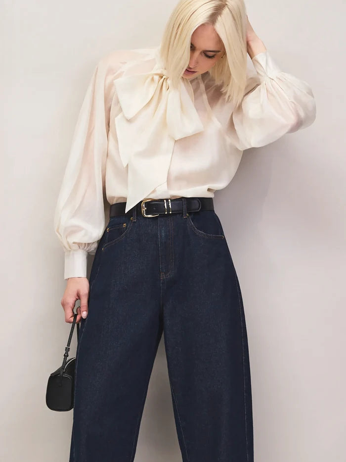 Cream Bow-Detail Blouse