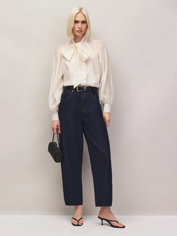 Cream Bow-Detail Blouse