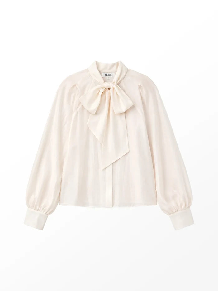 Cream Bow-Detail Blouse