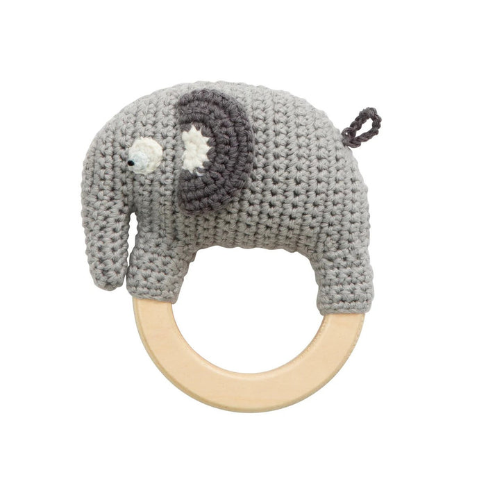 Sebra Crochet Rattle on Ring, Fanto, Classic Grey