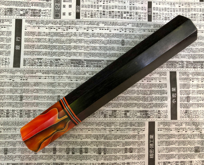 Custom Japanese Knife handle (wa handle) for 165-210mm - Ebony and fire