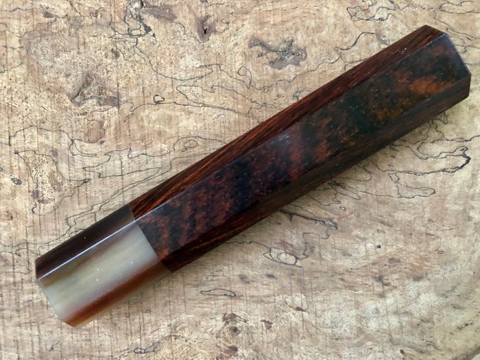 Custom Japanese Knife handle (wa handle) for 240mm - Cocobolo and marbled horn