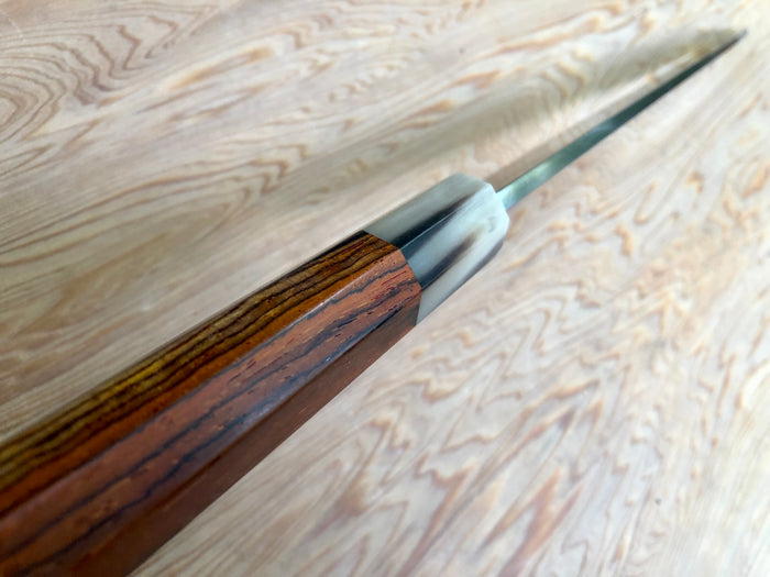 Custom Sasaoka Shirogami Damascus Yanagiba 270mm - cocobolo and horn