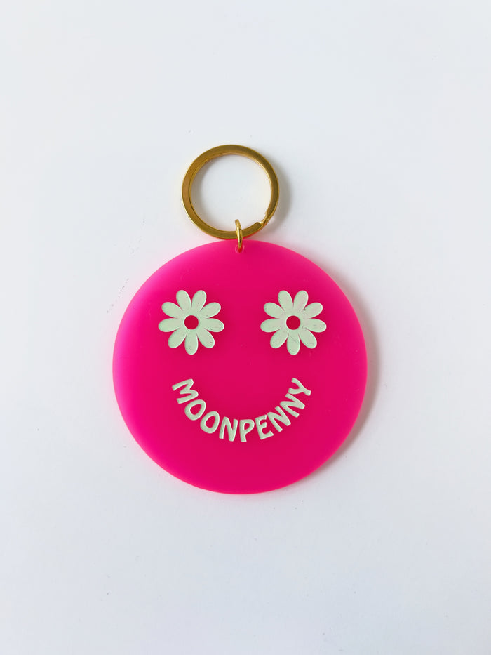 Daisy Face Keychain | Hot Pink