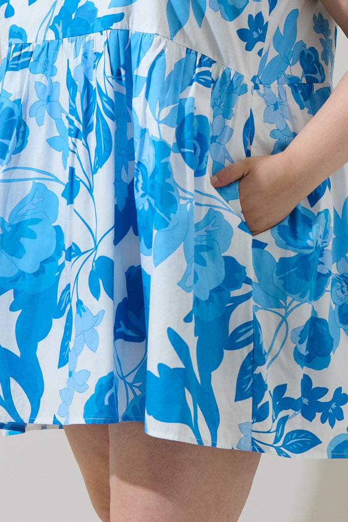 Darien Floral Kass Ruffle Mini Dress Curve
