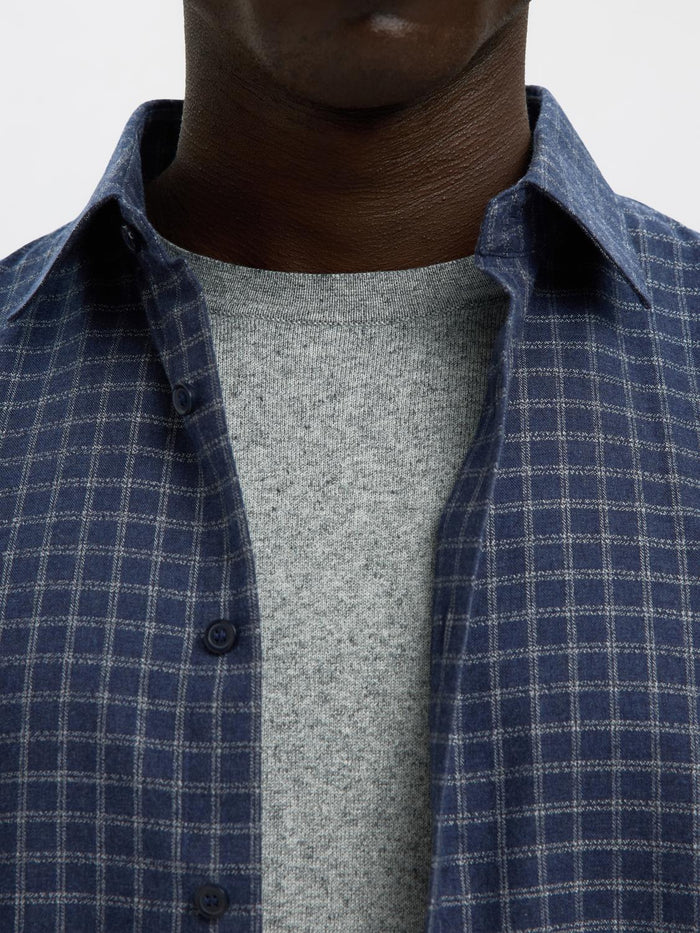 Dark Blue Check Cotton Shirt