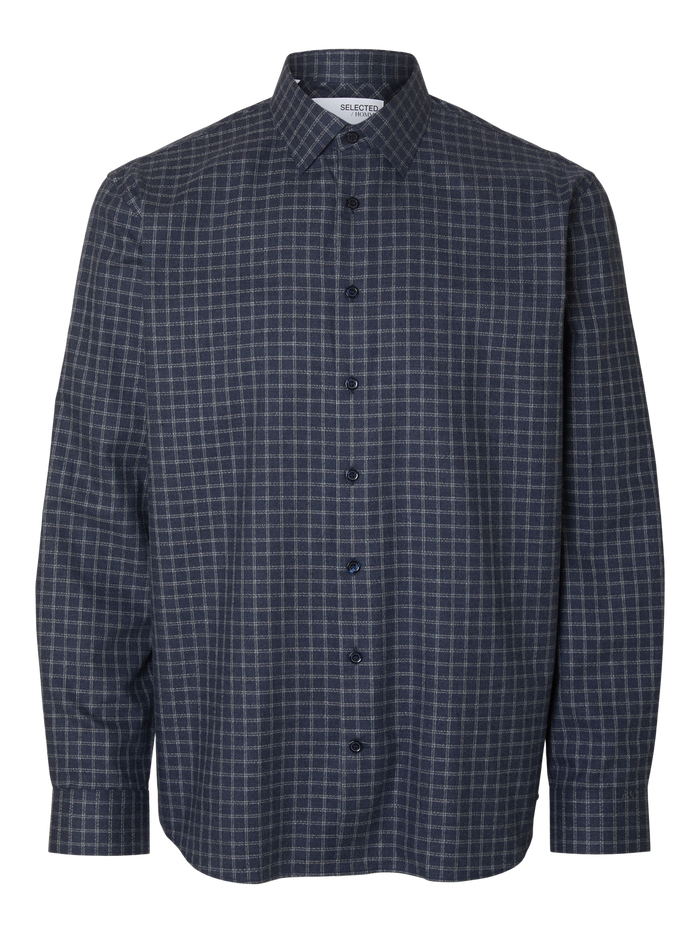 Dark Blue Check Cotton Shirt