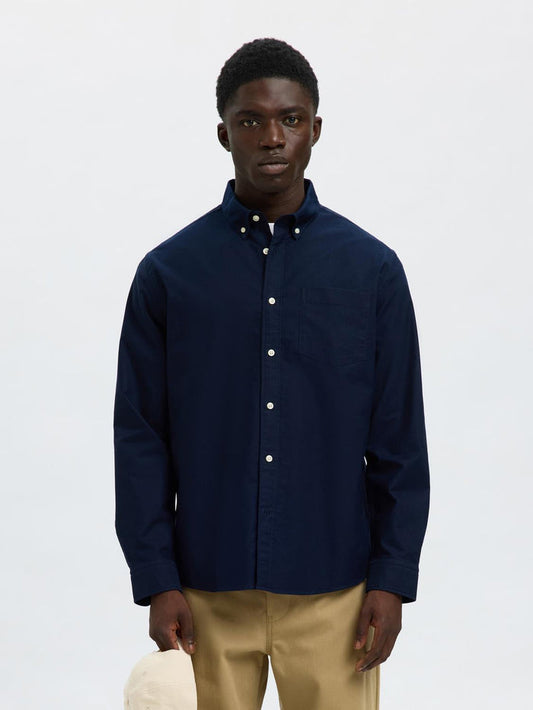 Dark Blue Cotton Oxford Shirt