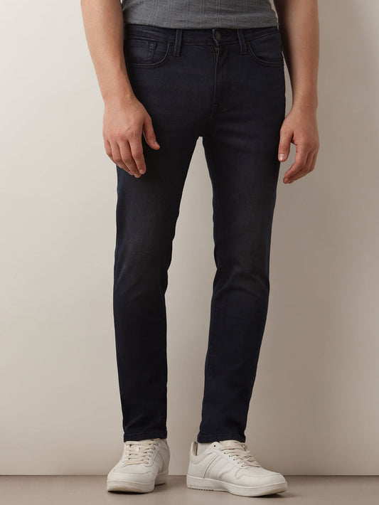 Dark Blue Mid Rise Slim Fit Jeans