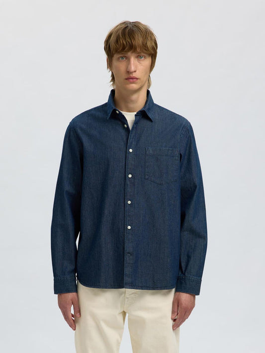 Dark Blue Regular Fit Denim Shirt