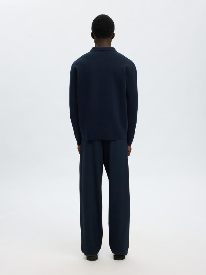 Dark Blue Relaxed Fit Polo Cardigan