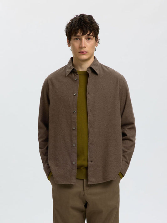 Dark Brown Brushed Regular Fit Shirt