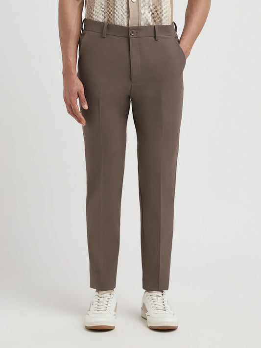 Dark Brown Slim Fit Formal Trousers