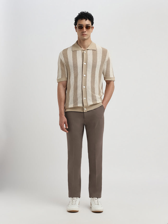 Dark Brown Slim Fit Formal Trousers