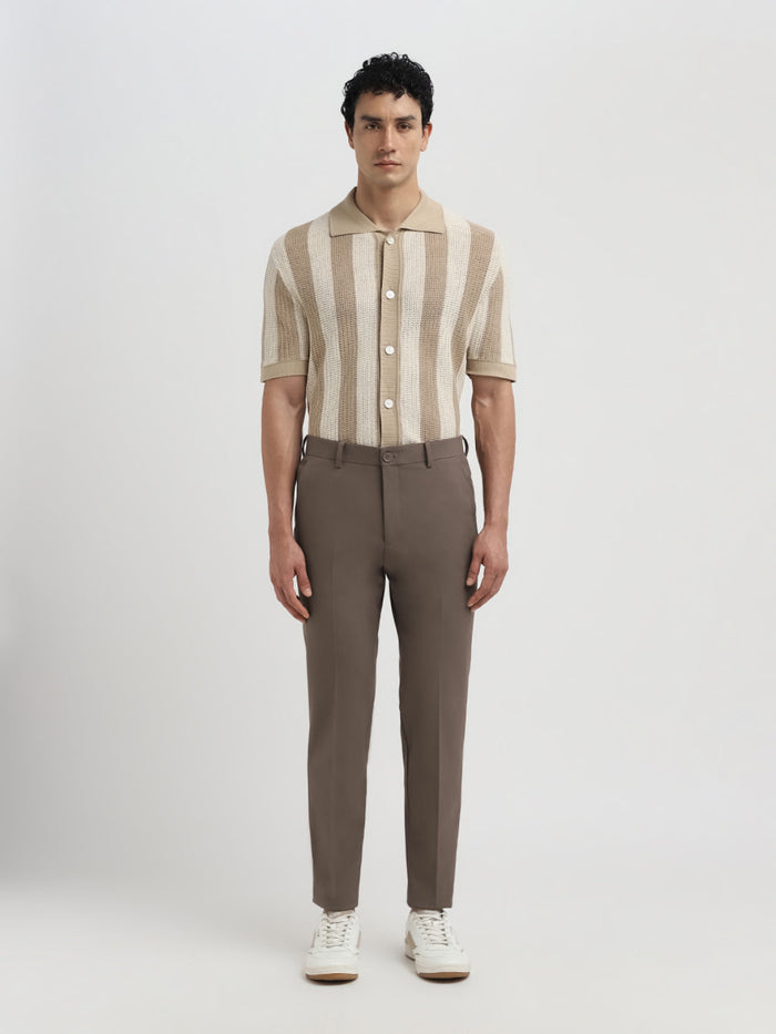 Dark Brown Slim Fit Formal Trousers