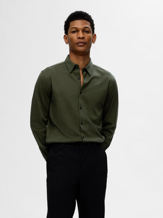 Dark Green Jersey Slim Fit Shirt