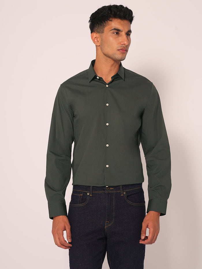 Dark Green Regular Fit Formal Shirt