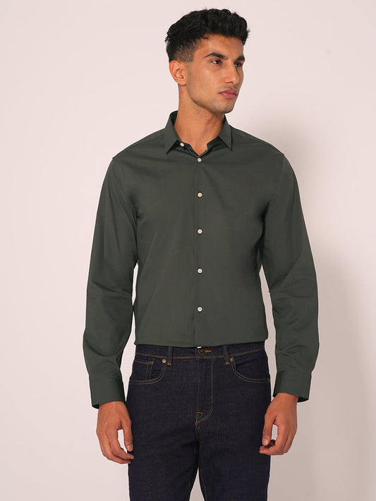 Dark Green Regular Fit Formal Shirt