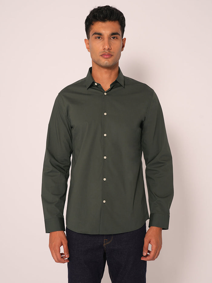 Dark Green Regular Fit Formal Shirt