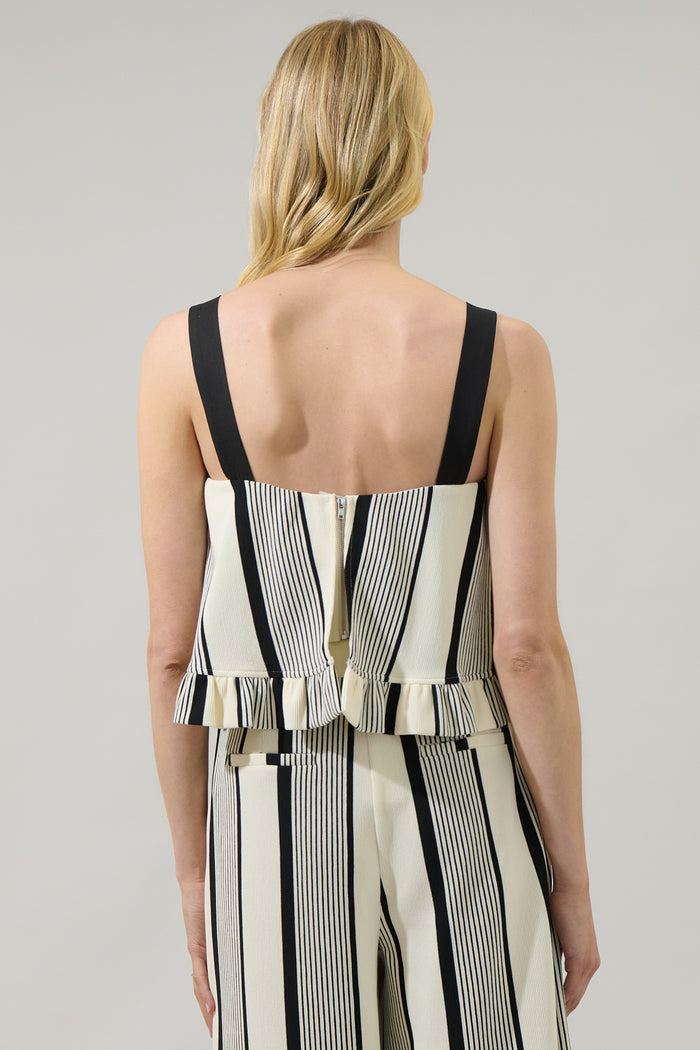 Devra Club Stripe Ruffle Top