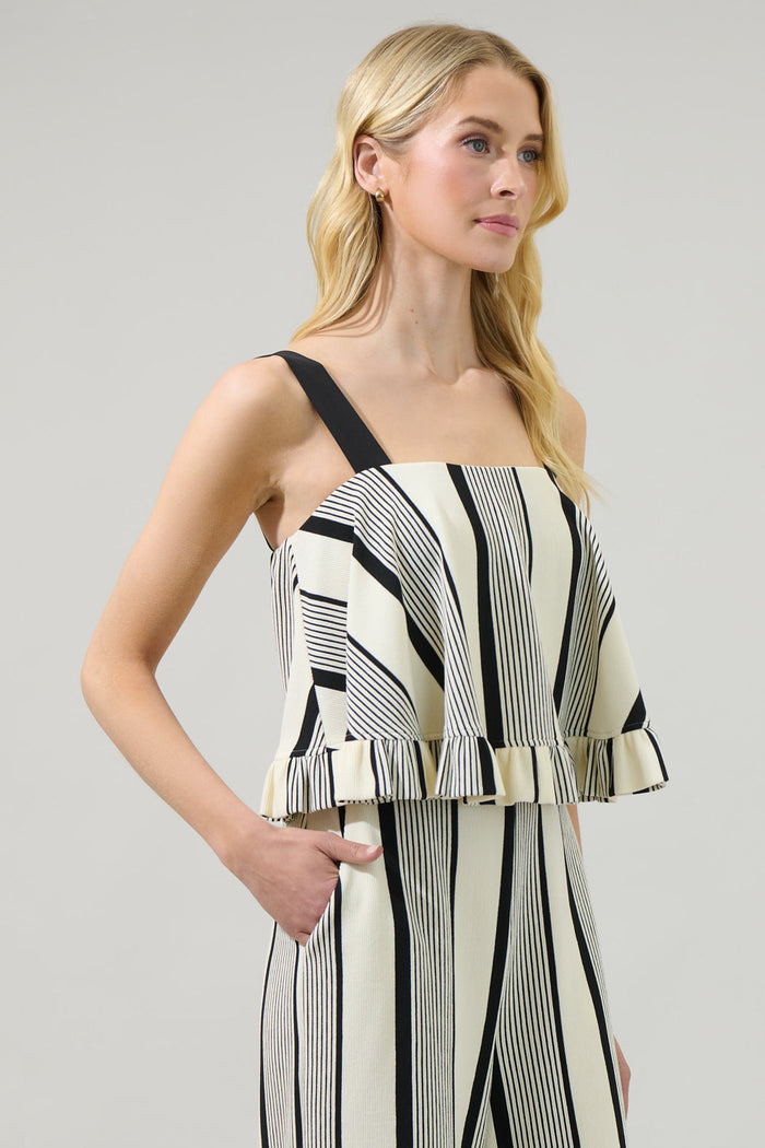 Devra Club Stripe Ruffle Top