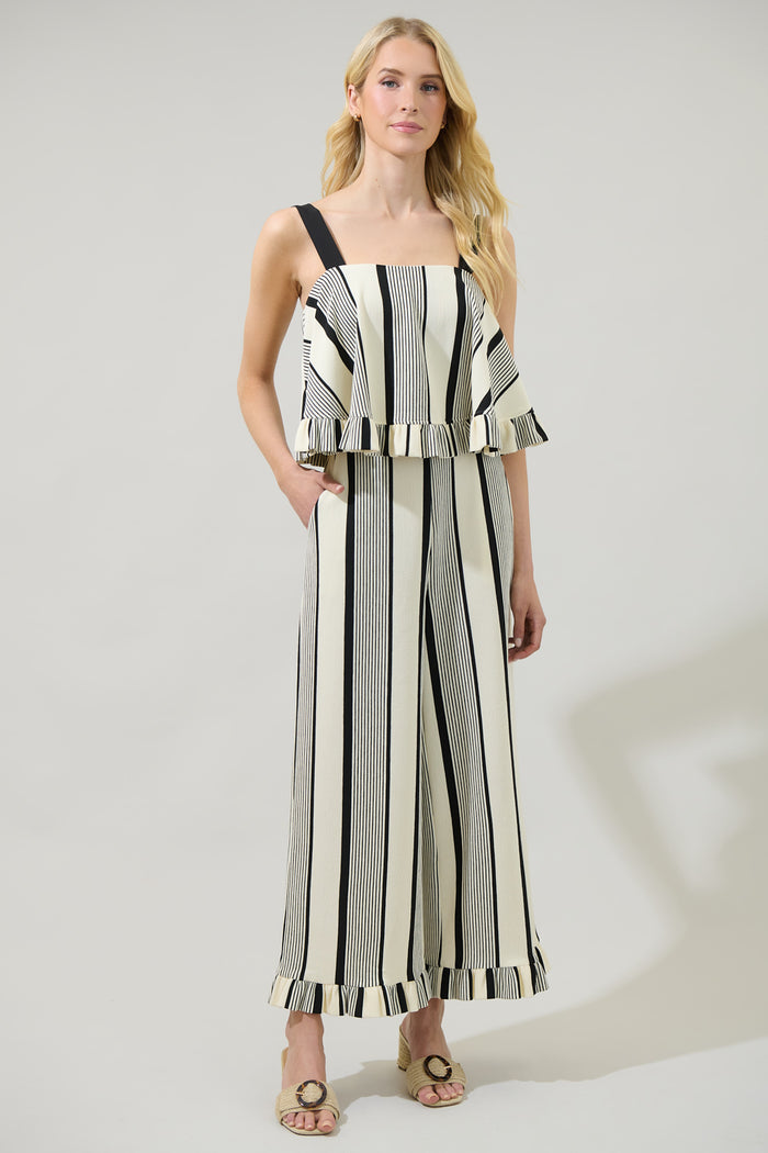 Devra Club Stripe Ruffle Top