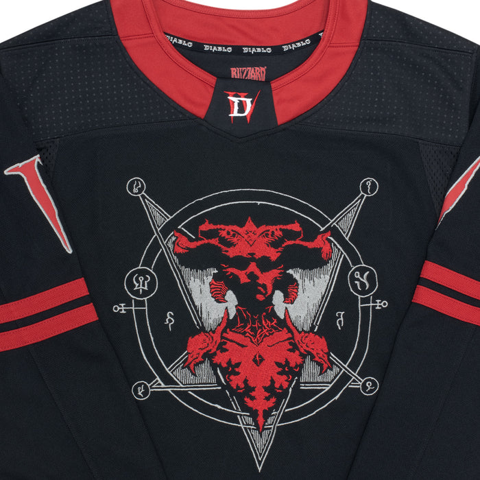 Diablo IV Black Hockey Jersey - Close-Up View