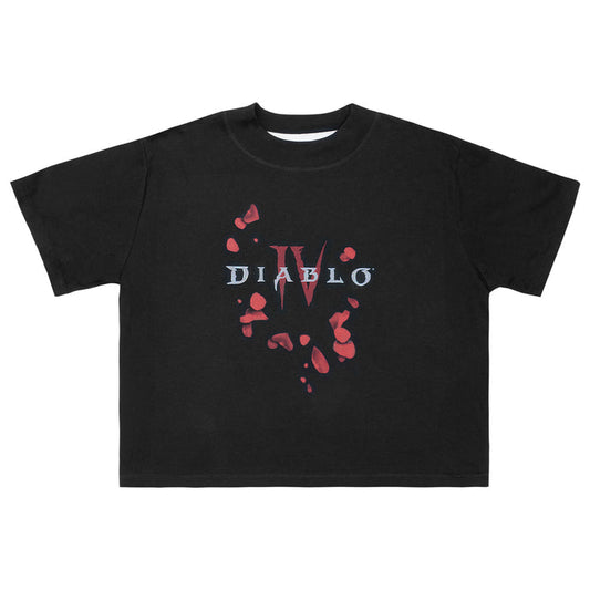 Diablo IV Petals Women's Black Cropped T-Shirt - Front View