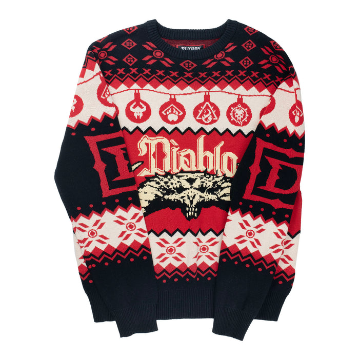 Diablo Skull Holiday Sweater - Front with Sleeves
