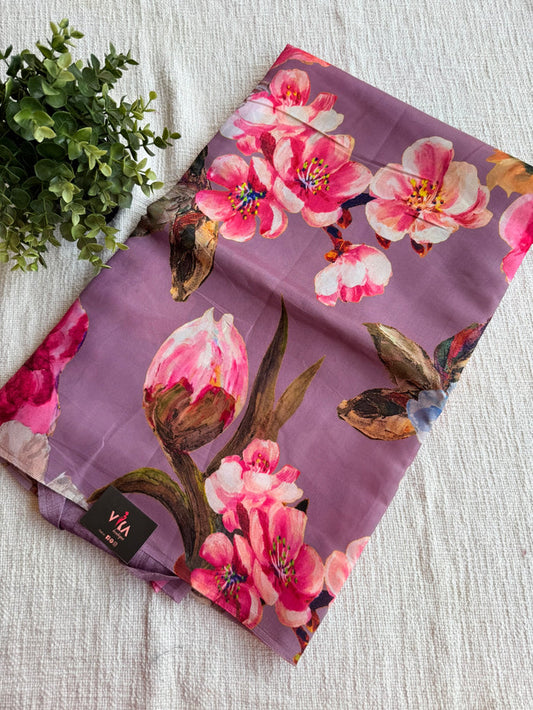 Digital printed semi Tussar satin saree