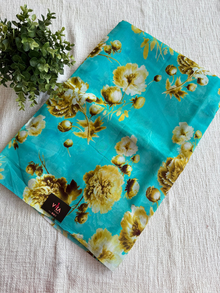 Digital printed semi Tussar satin saree