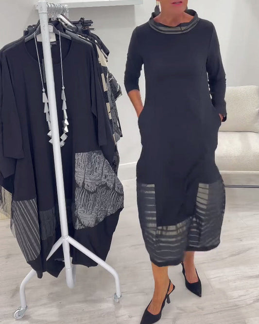 Doralynae - Robe Élégante à Panneaux Contrastés