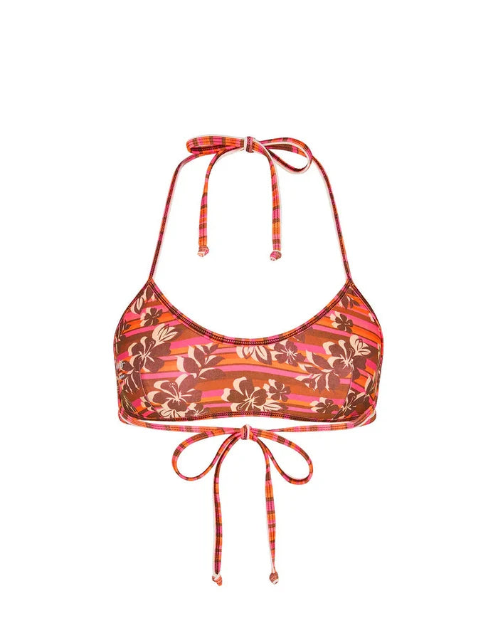 Double Bind Crop Halter Bikini Top | Sunkissed Stripe