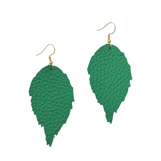 Duilleog Large Leaf Earrings Green