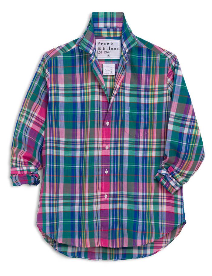 Plaid shirt with colorful pattern on a white background