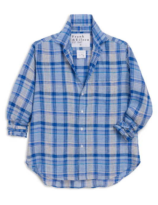 EILEEN Multi Blue Plaid, Italian Classic Linen