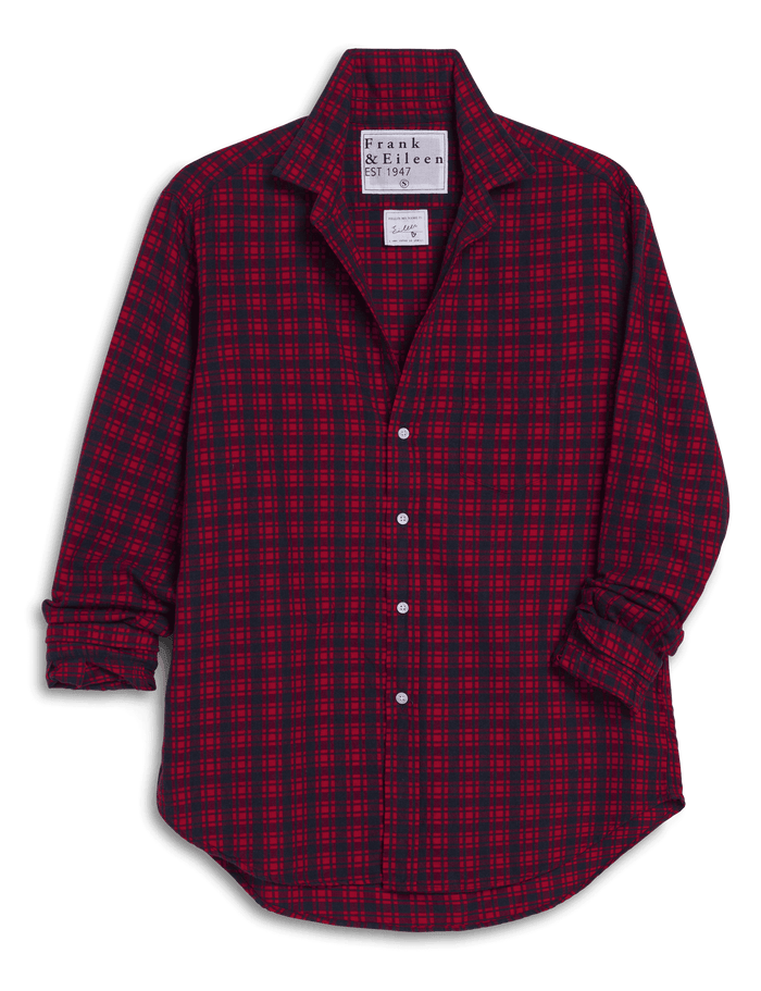 EILEEN Red and Navy Plaid, Italian Flannel