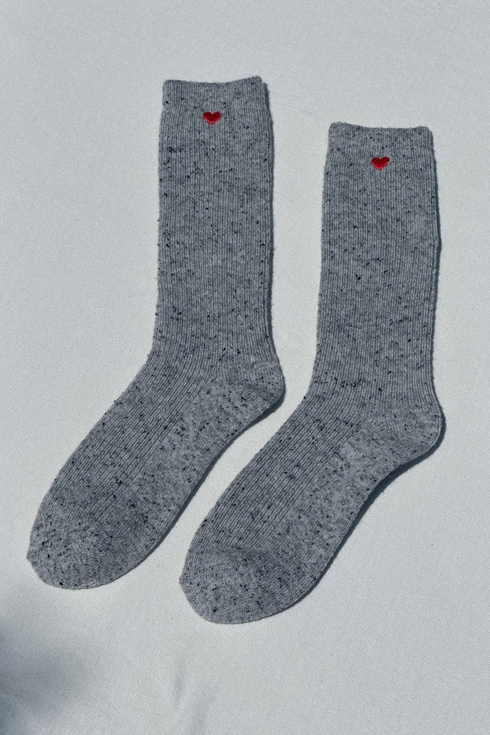 Embroidered Snow Socks - COOKIES AND CREAM + HEART