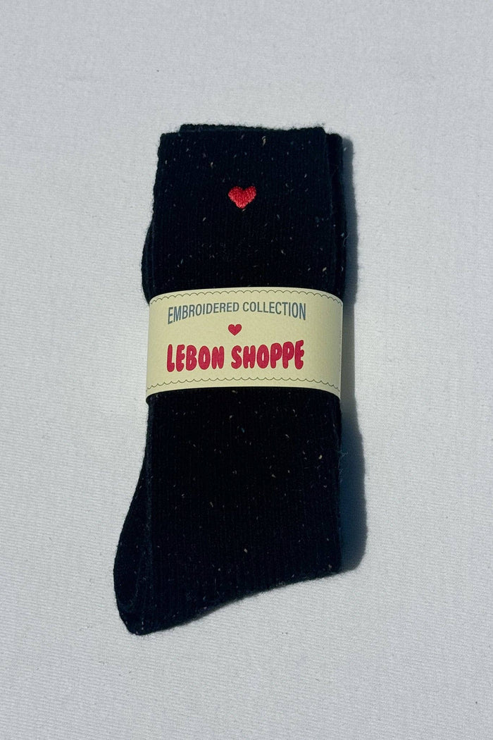 Embroidered Snow Socks - COOKIES AND CREAM + HEART